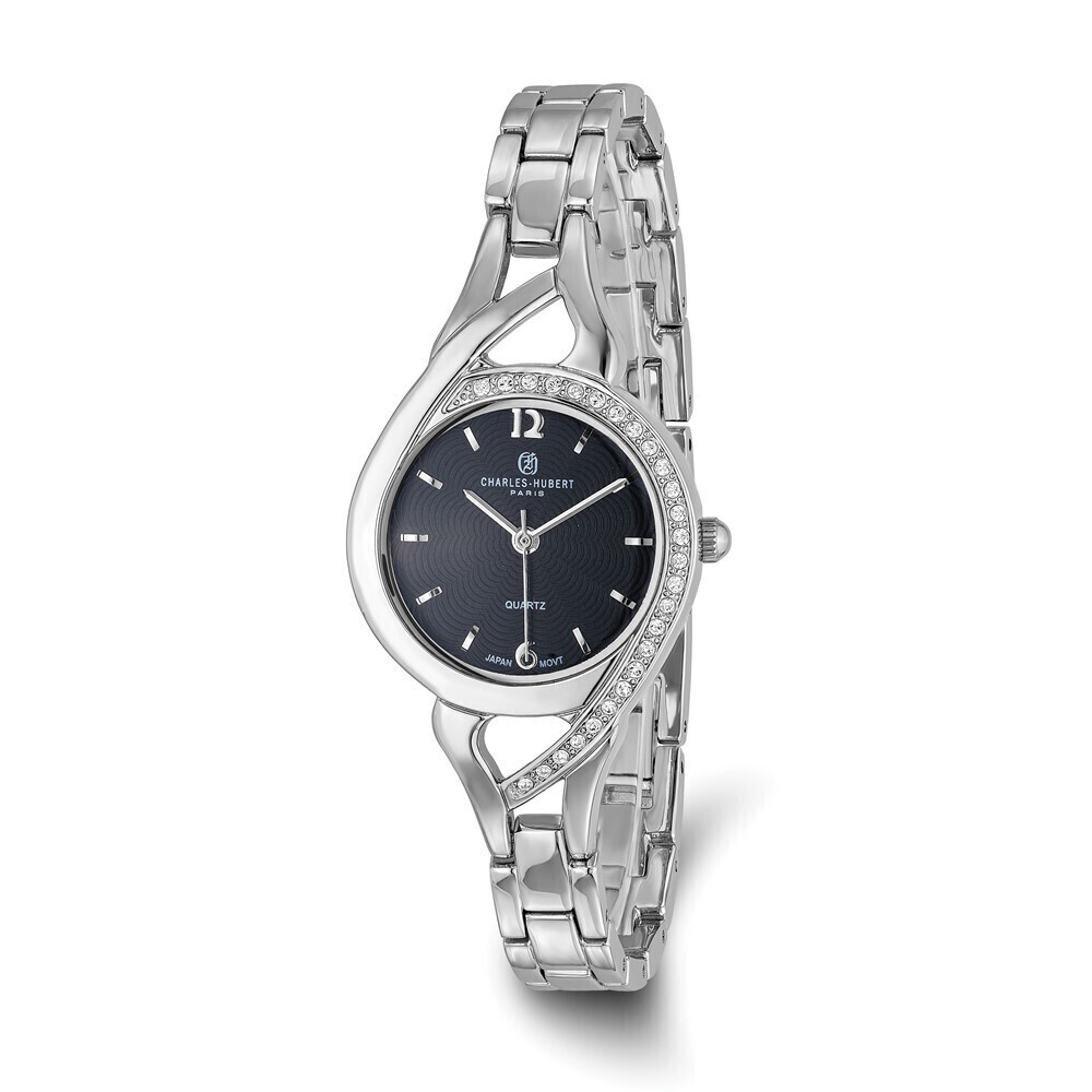 Kazi Luxury Ladies Charles Hubert Chrome-finish Black Dial Watch
